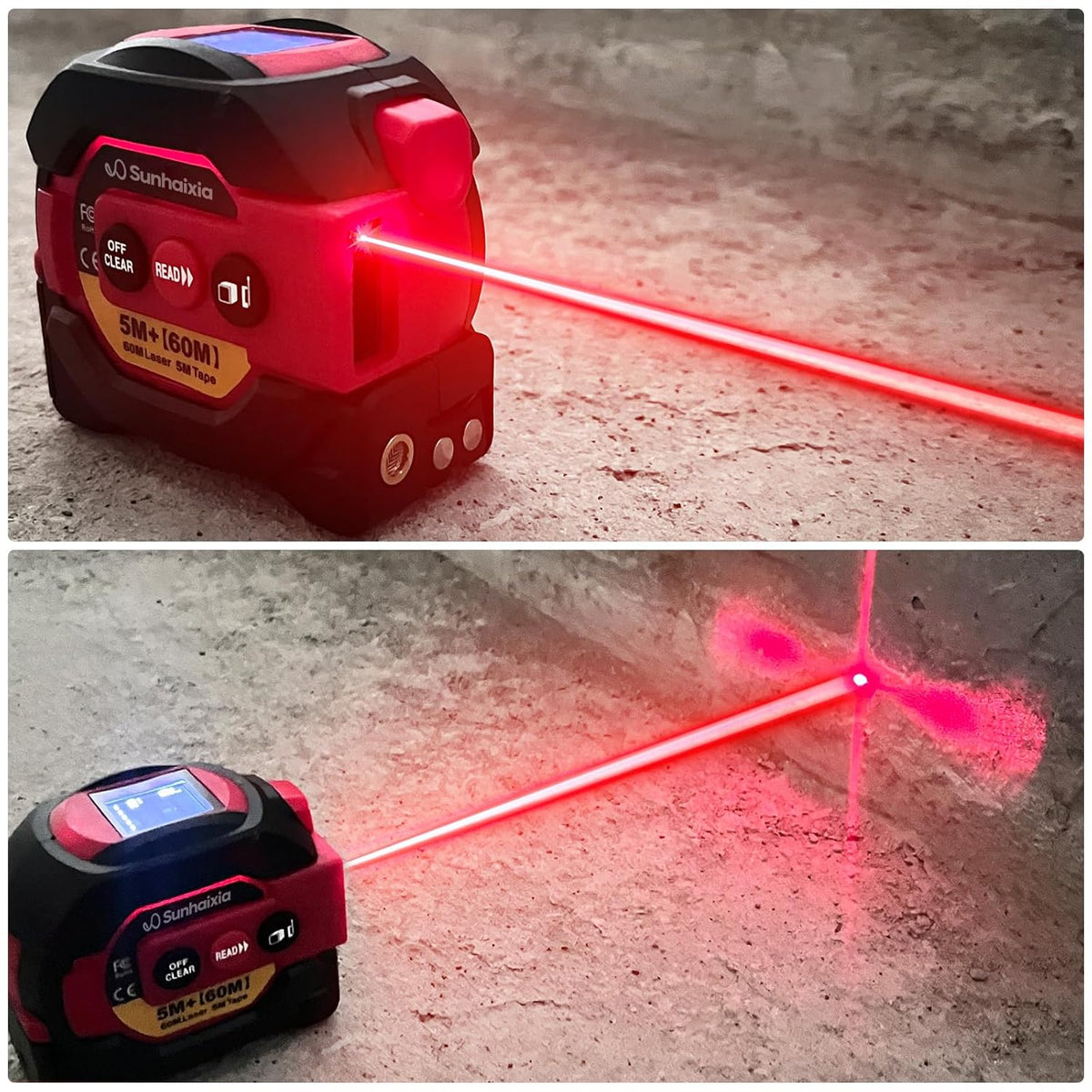 Laser Tape Measure 3 in 1 with Laser Level Crosshairs |196Ft/60M LCD