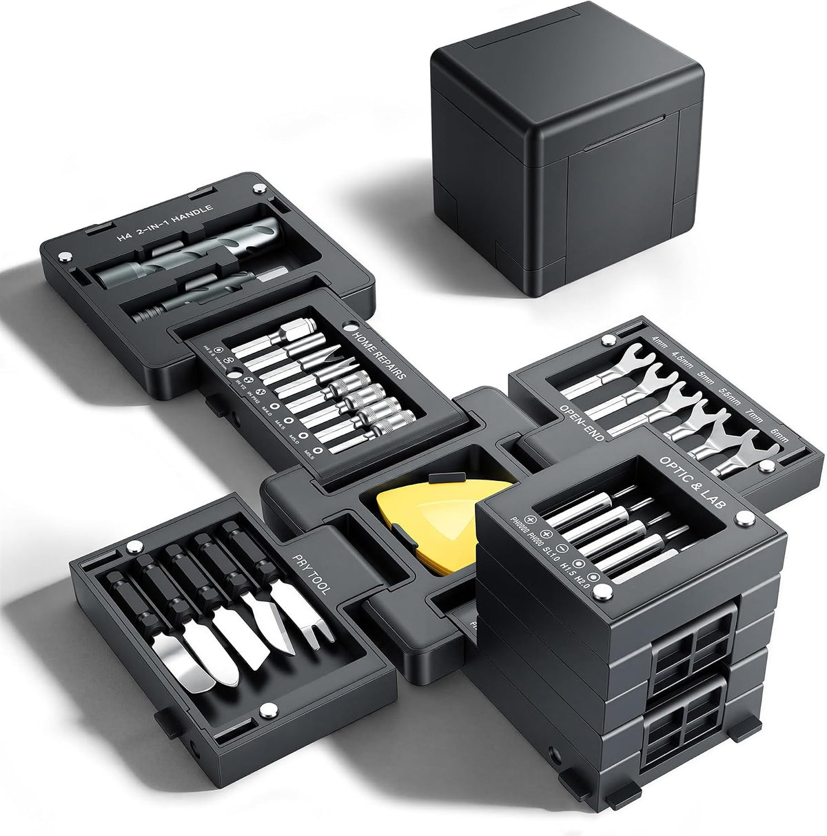 55-in-1 Precision Magnetic Screwdriver Set with Foldable Storage Box and Transformable Handle for Electronics Repair - Compatible with MacBook, Laptops, PCs, Switch, PS5, Phones, Eyeglasses, and Watches