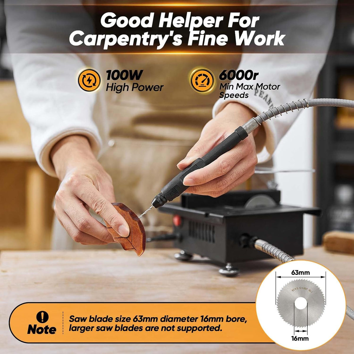 Mini Table Saw,7 Levels Speeds&Angle Adjustable With160+ Accessories