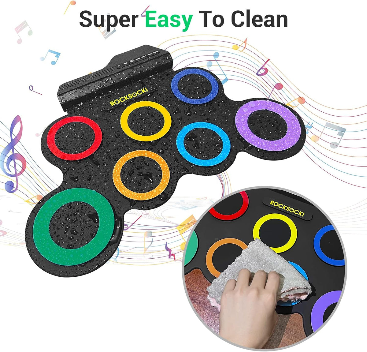 Electric Drum Set, 7-Pad Kids Electronic Drum Set with Headphone Included, Roll-Up Drum Practice Pad, Great Holiday Xmas Birthday Gift for Kids