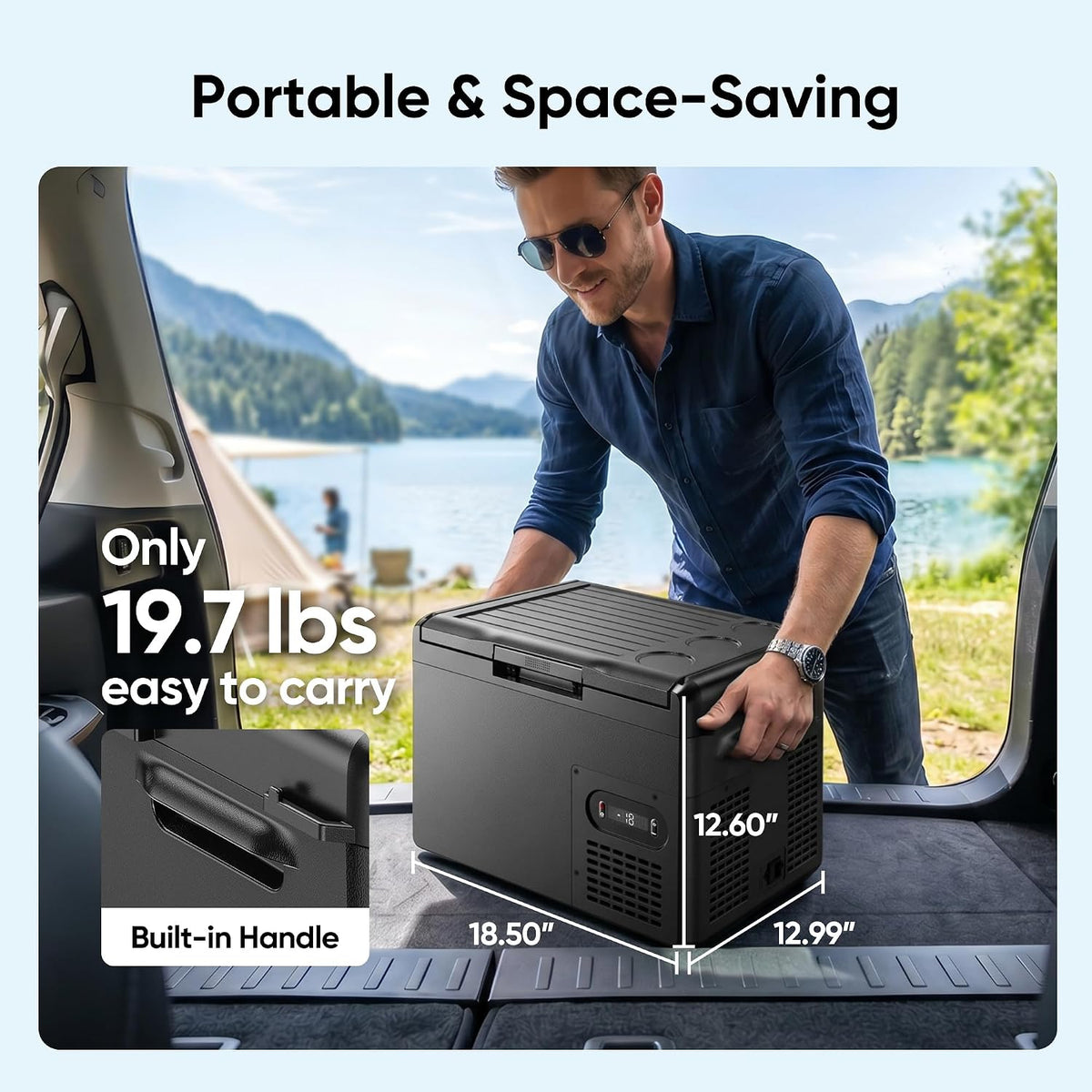 12V Refrigerator 16QT Portable Freezer Electric Cooler Black