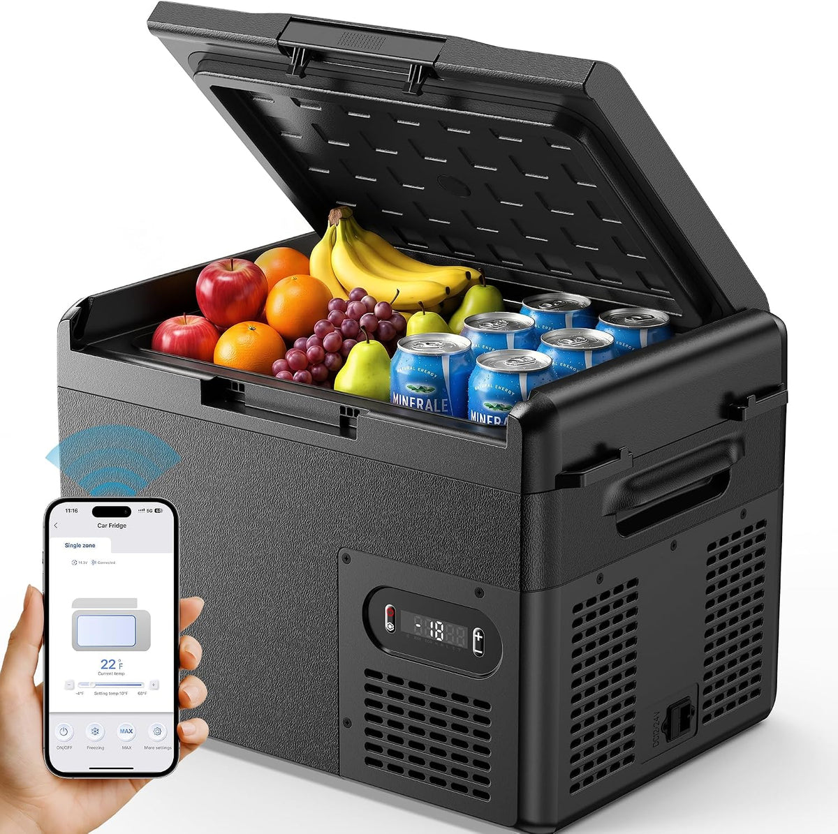 12V Refrigerator 16QT Portable Freezer Electric Cooler Black