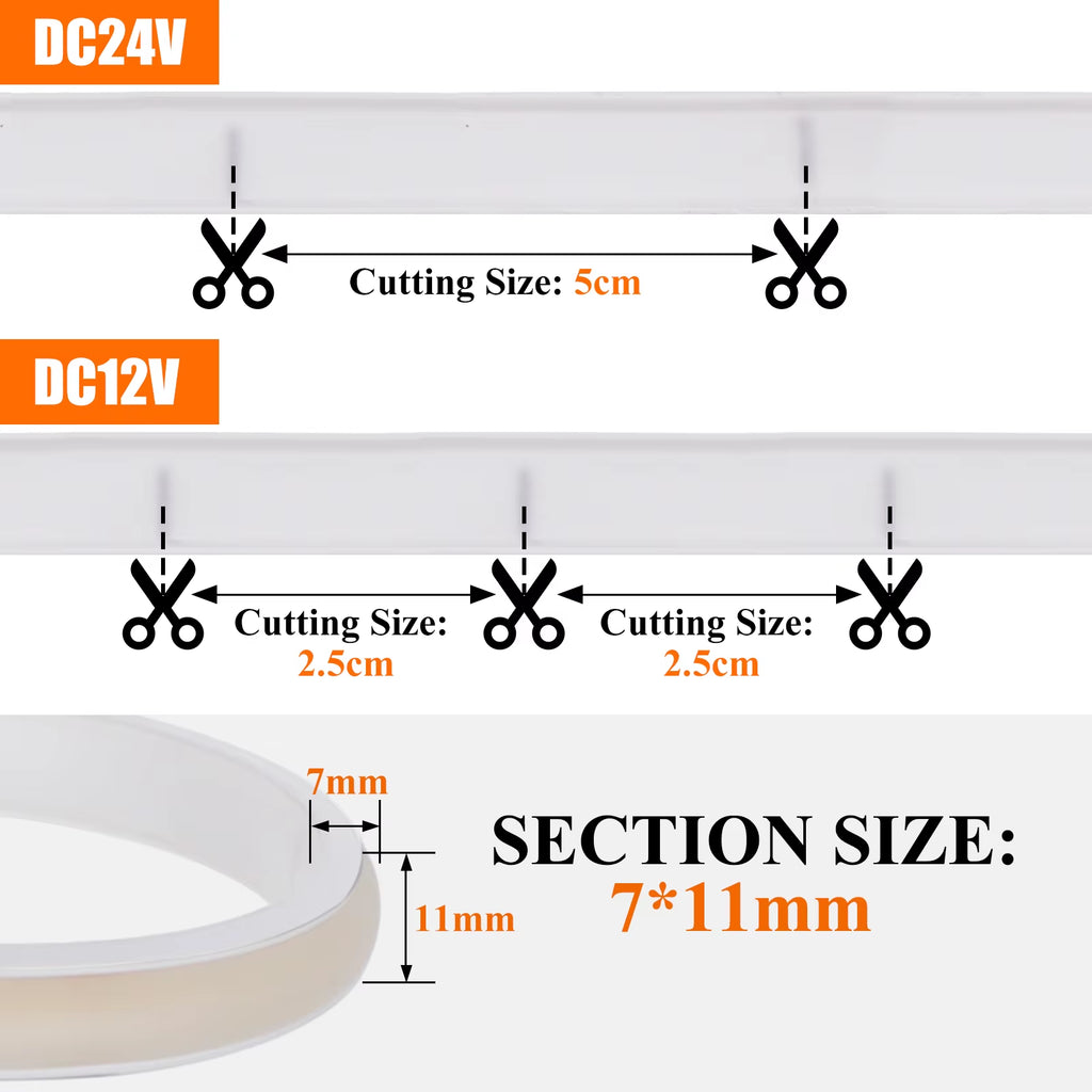 Waterproof COB LED Strip Light 12V 24V Flexible LED Neon Light 0.5-20M 320Leds High Density Linear Lighting COB LED Lights
