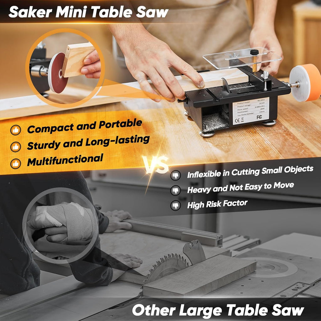 Mini Table Saw,7 Levels Speeds&Angle Adjustable With160+ Accessories