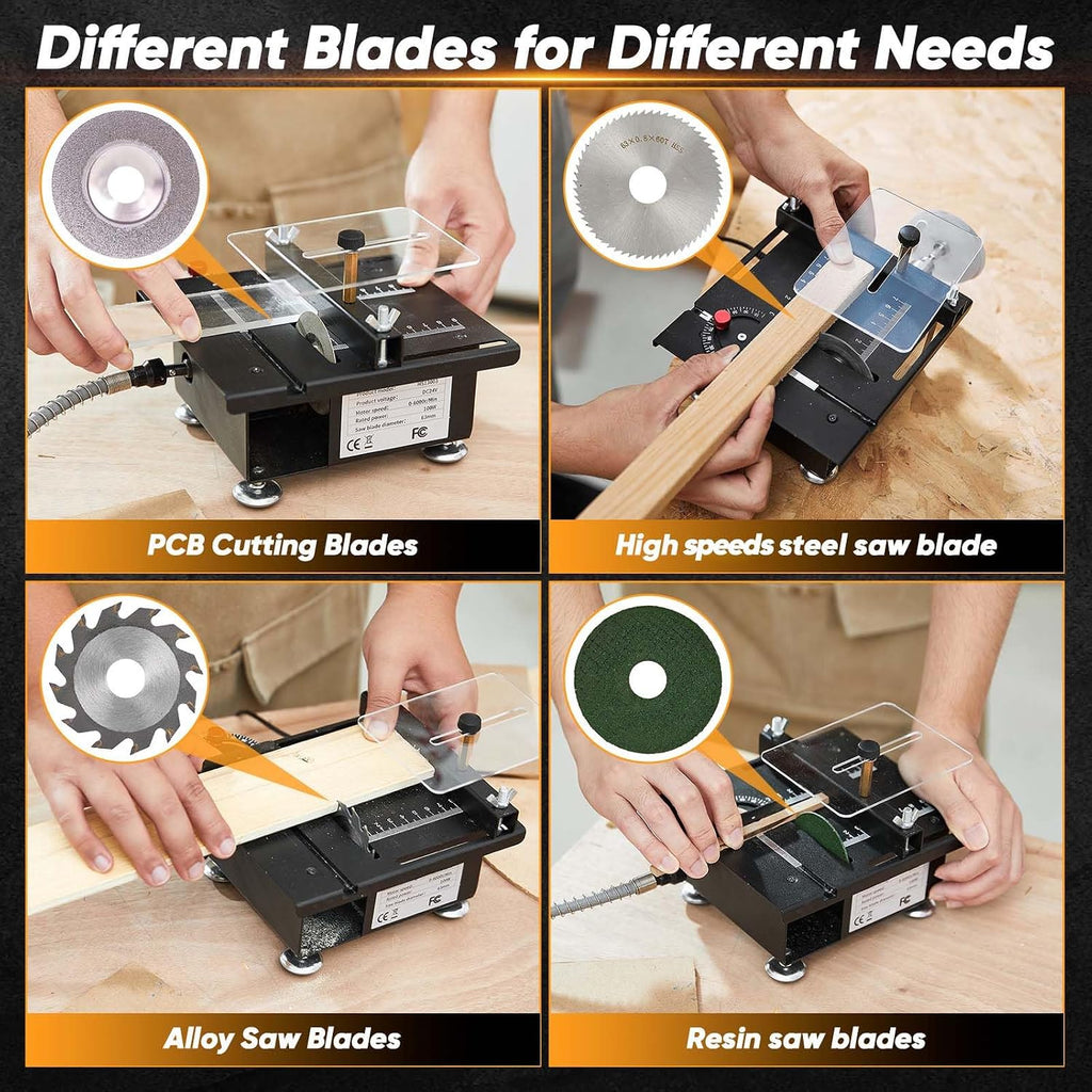 Mini Table Saw,7 Levels Speeds&Angle Adjustable With160+ Accessories