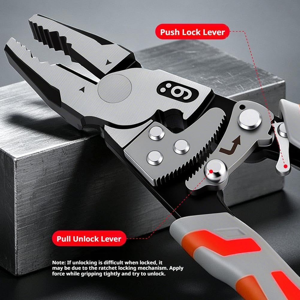 9'' Grip Pliers with Ratchet Self-Locking, Ratcheting Locking Pliers