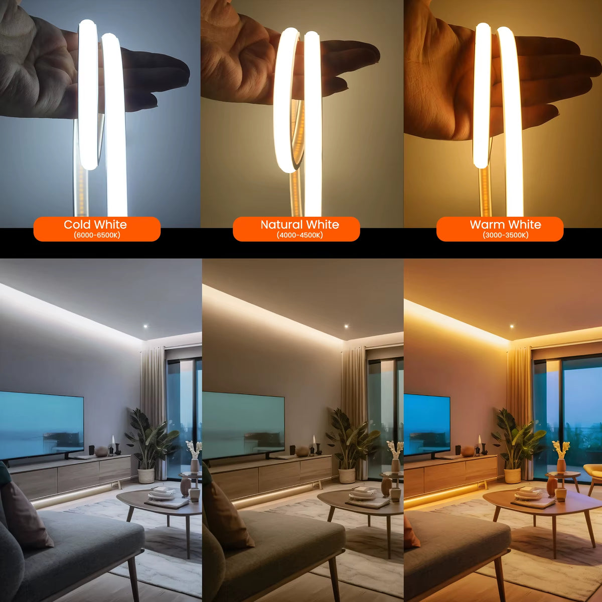 Waterproof COB LED Strip Light 12V 24V Flexible LED Neon Light 0.5-20M 320Leds High Density Linear Lighting COB LED Lights