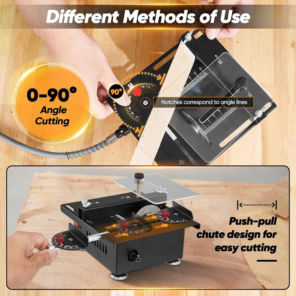 Mini Table Saw,7 Levels Speeds&Angle Adjustable With160+ Accessories